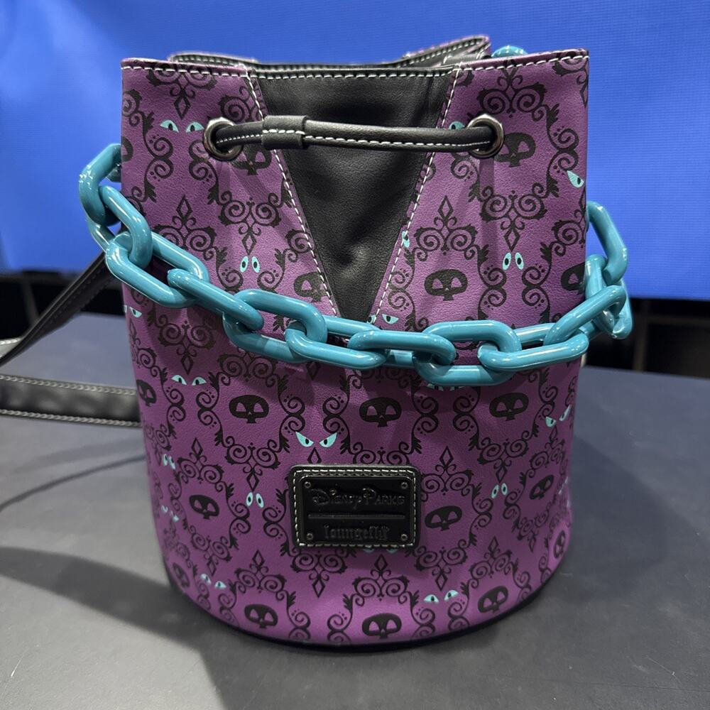NEW Disney Parks Loungefly Bucket Bag Haunted Mansion Wallpaper •Drawstring NWOT